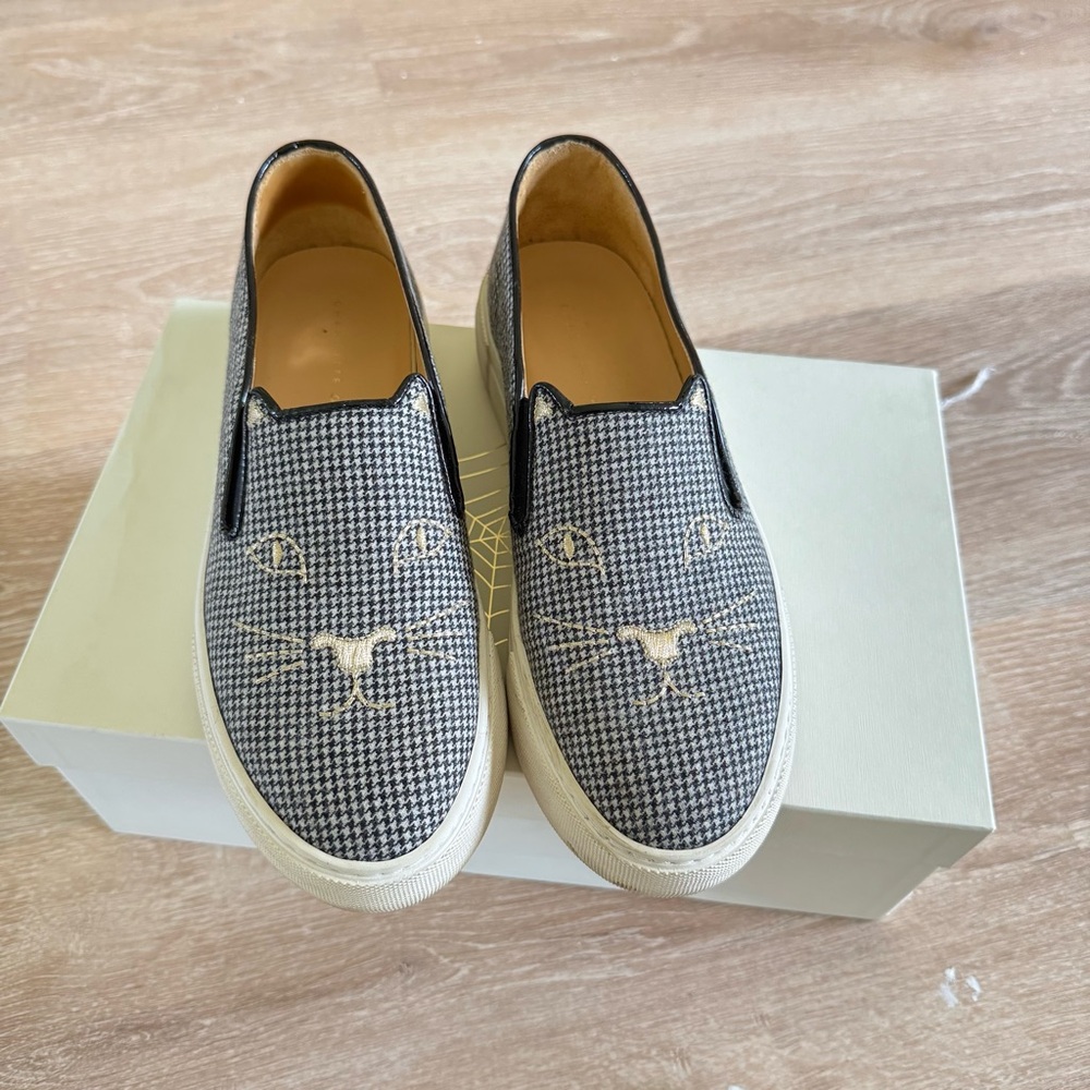 Cat Embroidered Slip-On Sneakers